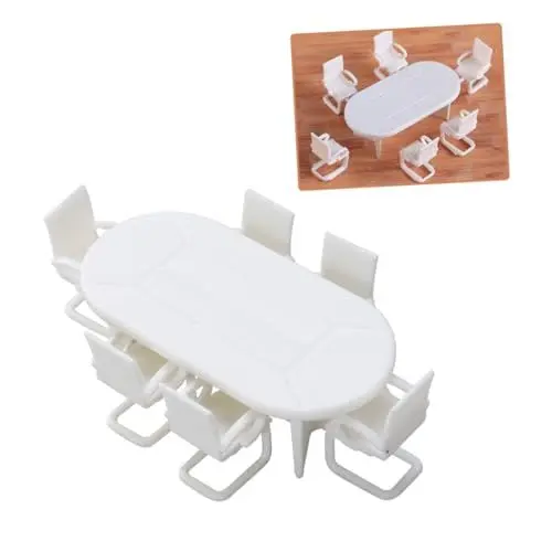 Produktbild: ibasenice 7St Mini-Modell Mini-Tisch Dekoration besonderes Spielzeug besprechungstisch spielsachen bürodeko Stuhlset Modelle Sandkasten einstellen Suite Konferenztische und Stühle Weiß