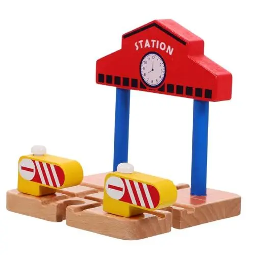 Produktbild: ibasenice Eisenbahnspielzeug Bahnhof Aus Holz Holzspielzeug-eisenbahnstation Eisenbahnerweiterungsblock Ersatzteil Für Bahngleise Eisenbahnset Aus Holzbahnhof Bahnsteig Spur Vorgeben Kind