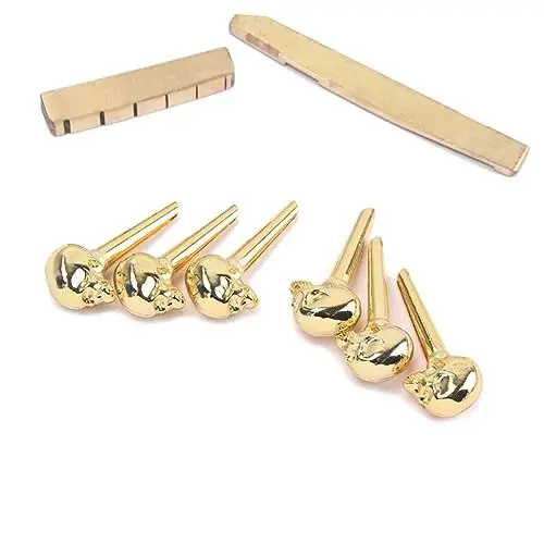 Produktbild: ibasenice Ersatzteile für Gitarren gitarre bass Gitarrenbrücke mit Schädel-Design Gitarrenbrücke für Akustikgitarren Bassgitarre sattelstütze Akustikgitarrenbrücke Brücke mit Mutter Perlmutt