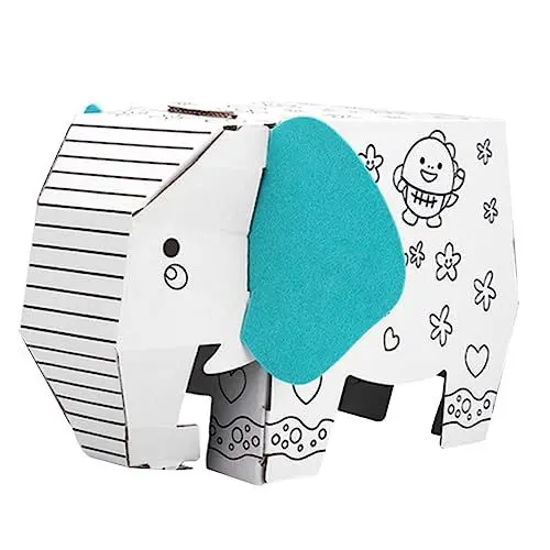 Produktbild: ibasenice Graffiti- tierpuzzle zabawki stymulujące rozwój Pädagogisches Elefantenmodell Elefantenspielzeug kreativer Modellbausatz DIY 3D-Puzzle DIY Bastelset Papier Weiß