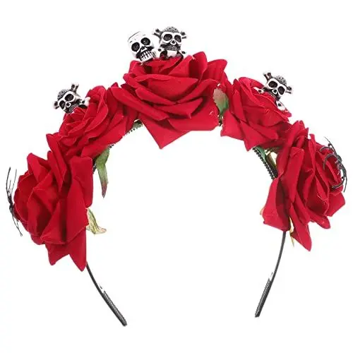 Produktbild: ibasenice Haargummis Für Frauen Halloween Rose Sch? Stirnband Krone Haarb?nder Gruseliges Stirnband Halloween Cosplay Kostüm Festival Haarschmuck (Rot) Halloween-Haarbänder