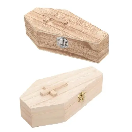 Produktbild: ibasenice Sechseckiges Leckerli-box-set Aus Holz 2-teilig Gothic- - Gruselige Süßigkeitenbox für Halloween Süßes oder Saures Party-zubehör