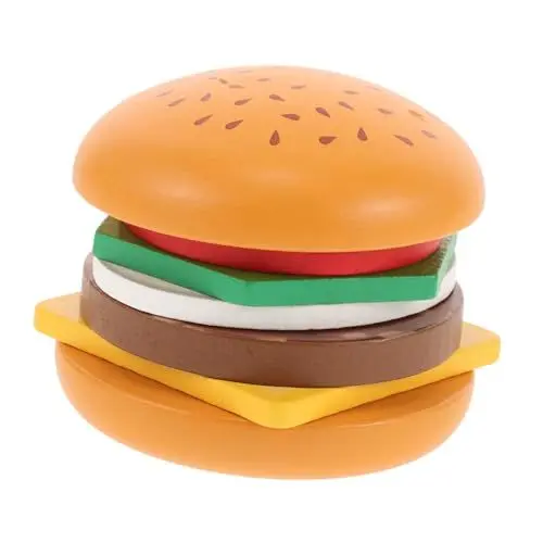 Produktbild: ibasenice Kinderspielhaus Spielzeug Spielzeug Passende Lebensmittel Spielzeug Spielzeugküche Kleinkindspielzeug Kindernahrung Desktop-Spielzeug Für Kinder Spielzeug-Hamburger Hölzern