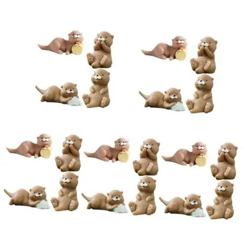 Produktbild: ibasenice Miniatur Otter Figuren Aus Harz FüR Kuchen Dekoration 4er Set Heimterrarium, DIY Bastelarbeiten Und Landschaftsgestaltung