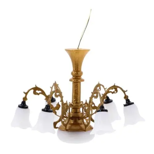 Produktbild: ibasenice Modell Kronleuchter Modellbau Beleuchtung lampen für puppenstuben Dollhouse zubehör winziges Lampenmodell Mini deckenleuchten Tiny House Deckenlampe Simulationsmöbel Abs Golden