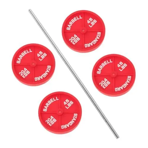 Produktbild: ibasenice Mini Puppenhaus Übung Modell Mini Langhantel Rot Miniatur Fitness Ornament für Büro Schreibtisch