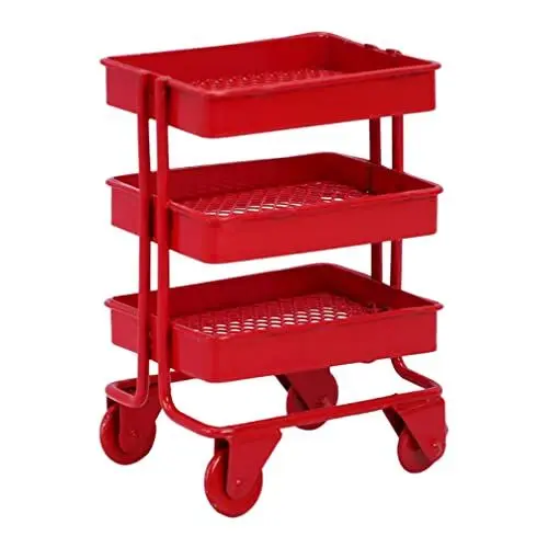 Produktbild: ibasenice Schubkarre Mini Rolling Storage Cart Dollhouse Miniatur Mobile Regal Utility Cart Tower Rack Dollhouse M?Bel Schrank Dekor Tun Spielzeug für Kinder Rot Puppenzubehör