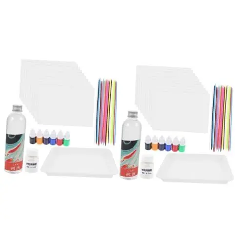 Produktbild: ibasenice Spielzeug 2 Sätze Wasserreibendes Malset Spielzeuge Murmeln Für Kinder Große Papiere Zum Zeichnen Wassermarmorierende Farbe Pigment Kleinkind Material Malpigment