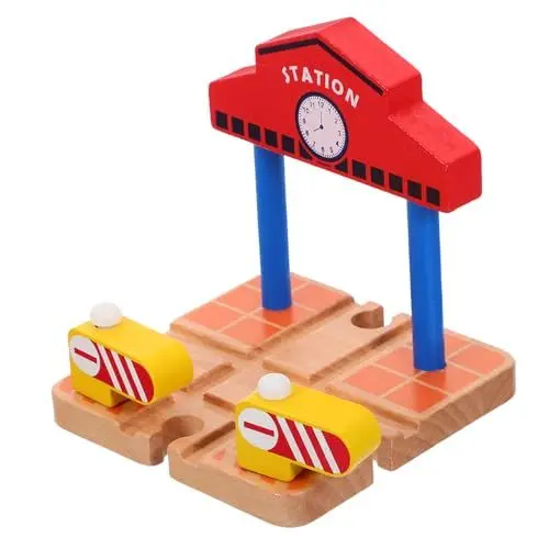 Produktbild: ibasenice Spielzeug Eisenbahnspielzeug Kinderspielzeug Aus Holz Eisenbahnset Aus Zubehör Für Holzeisenbahnschienen Bahnsteigspielzeug Für Spiele isenbahn Aus Holz Holzbahnhof Vorgeben Spur
