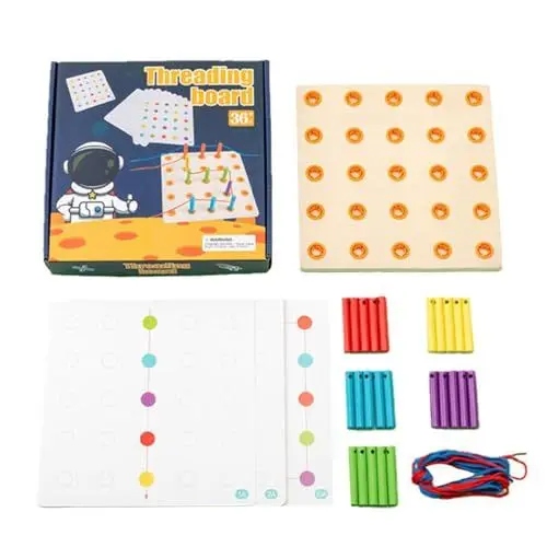 Produktbild: ibasenice Steckbrett Spielzeug Fädelbrett Steckbrett Stapelsteckbrett Set 1 Set Kinder Intelligenz Fädelspielzeug Holz Fädelbrett Fädelspielzeug für Jungen Und Mädchen