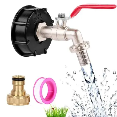 Produktbild: IBC Auslaufhahn, 1/2 Zoll IBC Tank Container Zubehör Kugelauslaufhahn Gartenschlauch Wasserhahn Adapter 1000 L Regenwassertank Wassertank Schlauchanschluss Ersatz