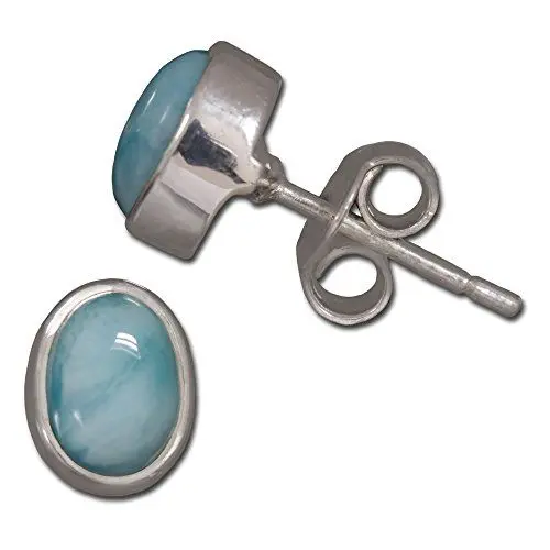 Produktbild: I-be,Larimar Edelstein 6x8 mm Ohrstecker oval, 925 Silber, im Geschenketui, 353012/6x8