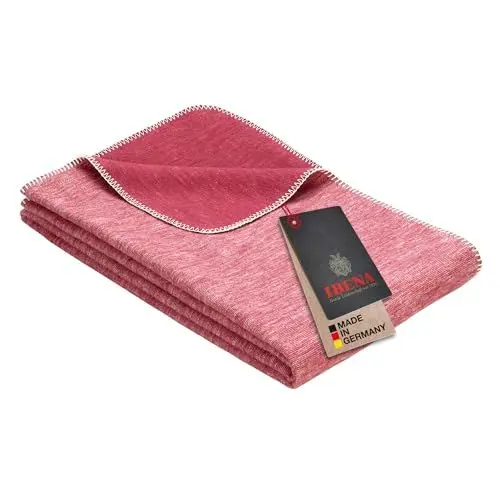Produktbild: Ibena Wolldecke Lausanne 140x200 cm – Baumwolldecke rot aus Biobaumwolle, Sommerdecke angenehm weich und leicht, Made in Germany