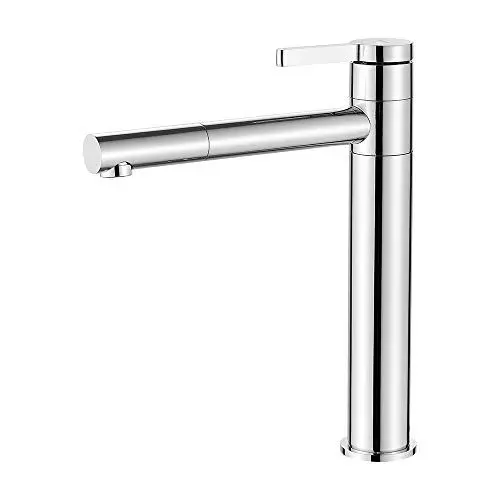Produktbild: IBERGRIF Wasserhahn Bad Hoch- Waschtischarmatur (Armatur mit Hoher Auslauf 229mm und 360° Drehbar), Mischbatterie mit 50cm Kalt/Warmwasser Anschluss, Hahn für Waschbecken, Badezimmer, Messing Chrom