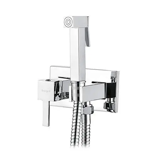 Produktbild: Ibergrif M22011 - Unterputz Eckig WC-Bidet Handbrause Set mit Dusche und Halter, Schlauch, Warmes und Kaltes Wasser, Chrom, Silber