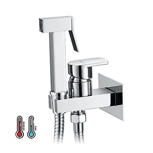 Produktbild: Ibergrif M22019 Handbidet – Muslim Shower Shattaf für WC, Toilette & persönliche Hygiene, Chrom, Komplettset mit Schlauch und Absperrventil