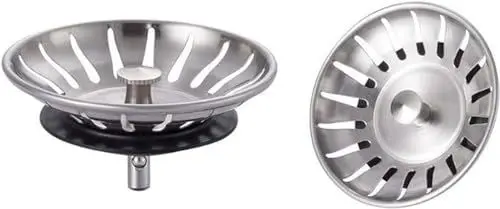 Produktbild: Ibergrif Universal Siebkörbchen Edelstahl (2er Set)- Spülbecken Stöpsel 80mm, Abflussstopfen mit 18 Schlitze, Abflusssieb für Exzenter-Bedienung, Küchenspüle Sieb Antiblocking, Schnelle Entwässerung