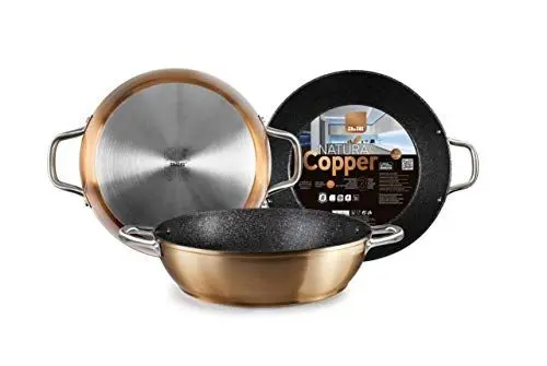 Produktbild: IBILI - Bratpfanne mit 2 Henkeln Natura Copper, 28 cm, Aluminium, Anti-Haft-Beschichtung im Stein-Stil, geeignet für Induktion