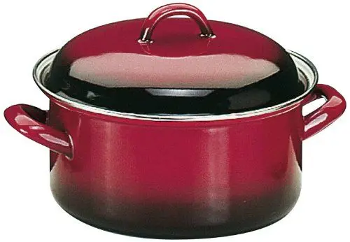 Produktbild: Ibili Kasserolle Volcán mit Deckel 16 cm aus emailliertem Stahl, rot/schwarz