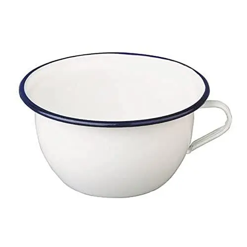 Produktbild: Ibili Nachttopf Blanca 2,7 l aus emailliertem Stahl in weiß/blau, 22 x 22 x 11 cm