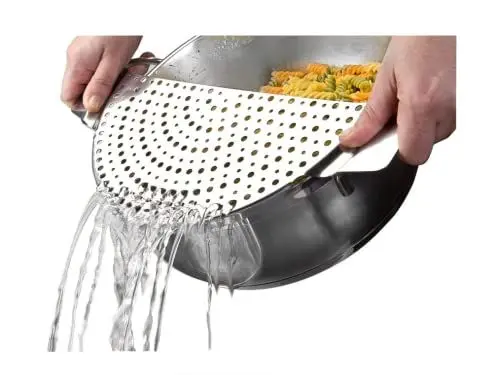 Produktbild: Ibili Sieb für Töpfe 728100, Abtropfhilfe für Kochtöpfe, Siebaufsatz, halbrund, aus Edelstahl, Durchmesser 26 cm