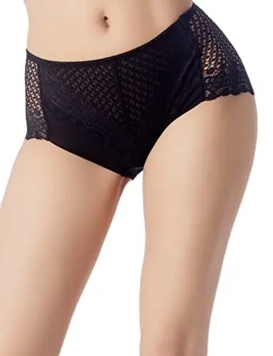 Produktbild: iB-iP Damen Sexy Durchsichtiger Hipster Slip Höschen Unterwäsche Spitzenhöschen, Größe: 36, Schwarz