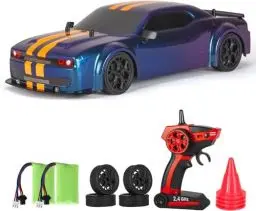 Produktbild: iBlivers Ferngesteuertes Drift Auto, GT RC Drift Fernbedienung im Maßstab mit LED-Leuchten, 4WD Spielzeugauto mit Driftfunktion ab Jahre alte Kindergeschenke