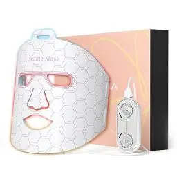Produktbild: IBORRIA LED-Gesichtsmaske mit Rotlichttherapie, Led Maske Lichttherapie für Gesicht und Haut, 3-Farben mit Nahinfrarotlicht, Pflegegerät und Schön für alle Hauttypen, zu Hause (Weiß)