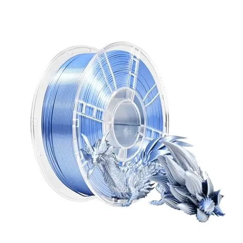 Produktbild: iBOSS PLA+ Filament blau und silber Filament, helles und hartes 3D-Druckermaterial, 1,75 mm +/- 0,02 mm 1 kg Spule (2,2 LBS), geeignet für die meisten FDM-Drucker, seidenblaues Silber