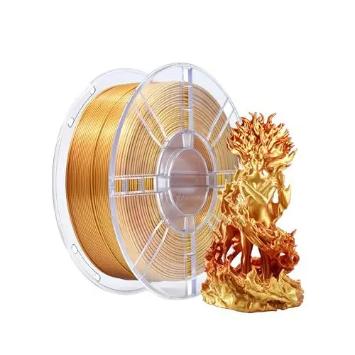 Produktbild: iBOSS PLA 3D-Drucker-Filament, PLA Filament 1,75 mm, zweifarbiges Seidenfilament, glänzendes 3D-Druck-Filament, Co-Extrusion, 1 kg (2,2 lbs), zweifarbig, Rotgold