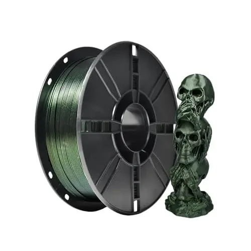 Produktbild: iBOSS PLA 3D-Drucker-Filament mit Farbwechsel, 1,75 mm, Chamäleon-Filament PLA 1,75 mit Glitzerpulver, 1 kg Spule (2,2 kg) für FDM 3D-Drucker (Chamäleon Grün + Gold)