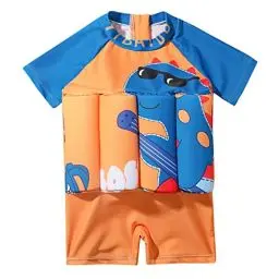 Produktbild: IBTOM CASTLE Baby Jungen Mädchen Badeanzug mit 8 verstellbaren Auftriebsstäben Kleinkind Schwimmkostüm Kinder Dinosaurier Schwimmweste Wassersport-Trainings-Badebekleidung Orange 4-5 Jahre