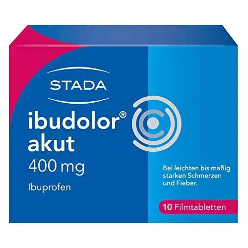 Produktbild: Ibuprofen ibudolor akut 400 mg STADA - bei leichten bis mäßig starken Schmerzen und Fieber - mit dem gut verträglichen Wirkstoff Ibuprofen - schnell wirksam - 1 x 10 Filmtabletten
