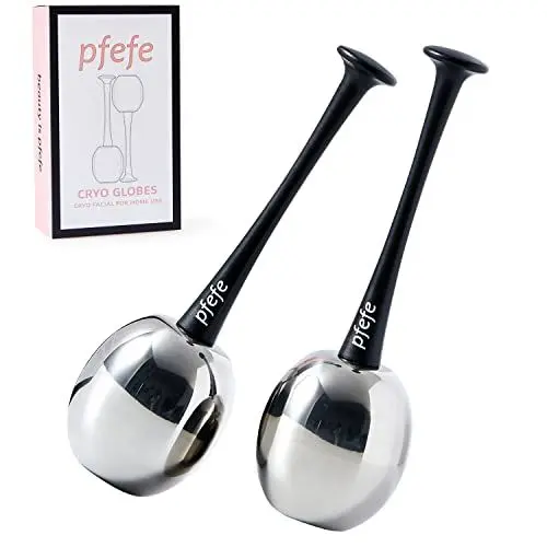 Produktbild: Ice Globes Gesichtshaut-Pflege-Werkzeuge, Gesicht Augen, Edelstahl Gesicht Schönheit Cryo Sticks für Mädchen Damen, kühlende Massage Spa Globes mit Aufbewahrungsbox