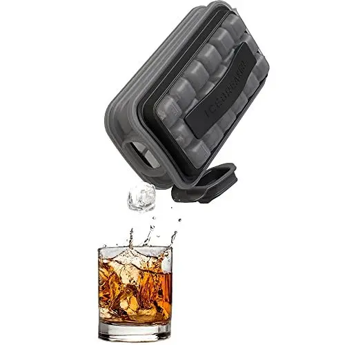 Produktbild: ICEBREAKER Black Pop – Die clevere luxuriöse Sanitär-Eisform für Whiskey und Cocktails – Silikon-Eiswürfelform mit Deckel für einfache Eisherstellung und Servieren –