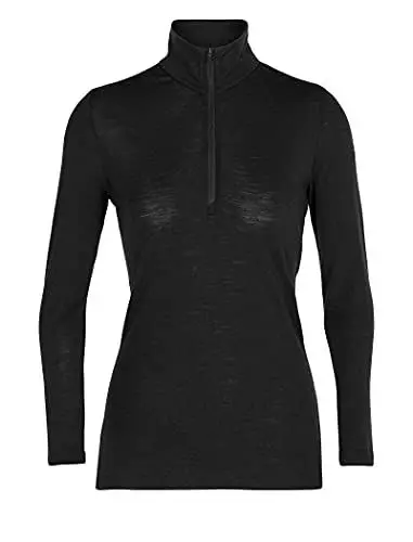 Produktbild: Icebreaker Damen 100% Merino Wolle Everyday Langarmshirt mit halben Reißverschluss - 175 Ultraleichtes Material - Schwarz, XS