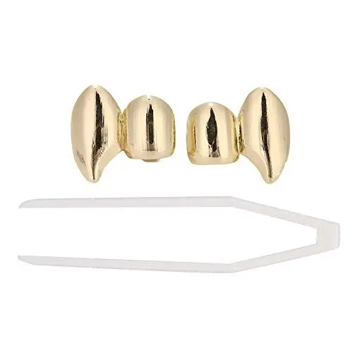 Produktbild: Iced Out Diamond Zähne Grillz für Männer Frauen, Überzug Hip Hop Gold Grills für Ihre Zähne, Zahnschmuck und Zubehör,2 Stück Einzelzahn Bling Zähne Dekoration(Goldpaar)