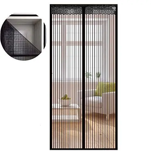 Produktbild: Icegrey Fliegengitter Tür Insektenschutz Magnet Fliegen Gitter Vorhang Fliegenvorhang für Balkontür Wohnzimmer Klettband Fassung Schwarz 90 x 200 CM