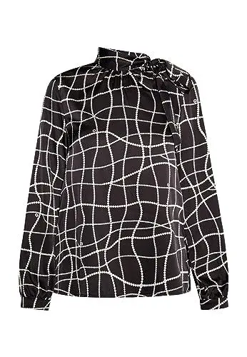 Produktbild: ICELOS Damen Langarmbluse 31229065-IC02, SCHWARZ WOLLWEISS, L