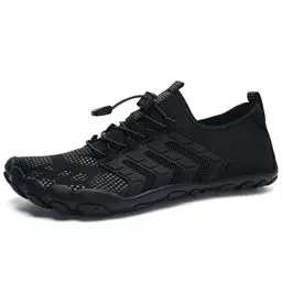 Produktbild: IceUnicorn Barfußschuhe Herren Damen Zehenschuhe Aquaschuhe Fitness Schuhe Strandschuhe Traillaufschuhe Wasserschuhe(15#Schwarz, 45EU)