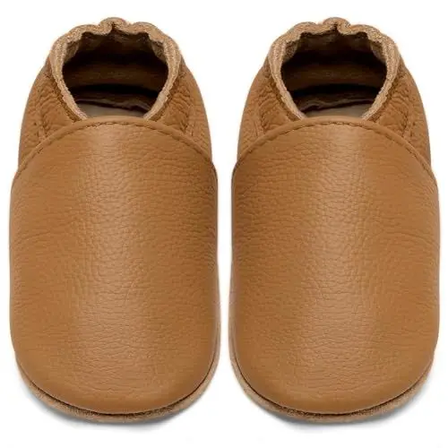 Produktbild: IceUnicorn Krabbelschuhe Baby Lauflernschuhe Jungen Mädchen Weicher Leder Babyhausschuhe Kleinkind Rutschfeste Lederschuhe Baby(Kurkuma, 6-12 Monate)