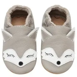Produktbild: IceUnicorn Krabbelschuhe Baby Lauflernschuhe Jungen Weiche Leder Babyschuhe Kleinkind Lederschuhe mädchen Babyhausschuhe(GrayFuchs,12-18)