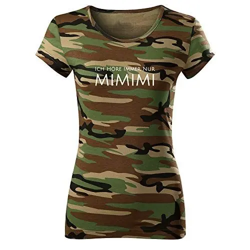 Produktbild: Ich höre Immer nur mimimi Frauen t Shirt Bedruckt mit Statement enges Oberteil Kurzarm Top-Women lässig Sommer (Pure-440-S-Milli)