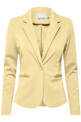 Produktbild: ICHI IHKATE BL Damen Blazer Kurzblazer Jacke Ein-Knopf-Blazer mit Stretch und Reverskragen, Größe:L, Farbe:Jojoba (140935)