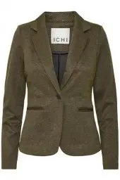 Produktbild: ICHI IHKATE Jacquard Damen Blazer Jackenklazer mit Reverskragen Paspeltaschen V-Ausschnitt 1-Knopf-Form leicht elastisch Slim fit, Größe:S, Farbe:Black/Lizard Herringbone (203618)
