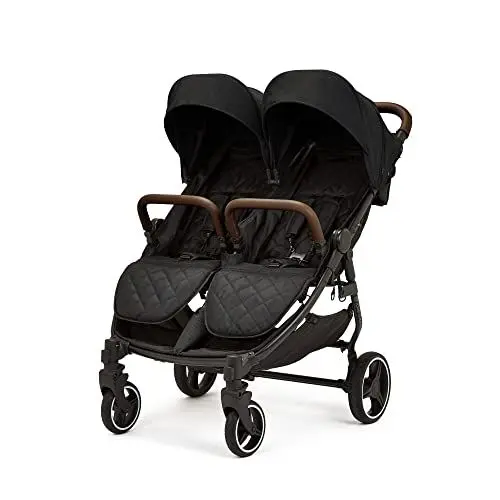 Produktbild: Ickle Bubba Venus Doppel kinderwagen - geeignet von Geburt bis 15 kg (ca. 3 Jahre), leichter, faltbarer Zwillingskinderwagen mit Regenschutz (Schwarz)