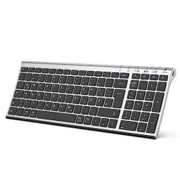 Produktbild: iClever BK10 Bluetooth Tastatur, kabellose wiederaufladbare Tastatur mit 3 Bluetooth Kanälen, Stabile Verbindung, Ultraslim Ergonomisches Design, Funk Tastatur für iOS, Android, Windows