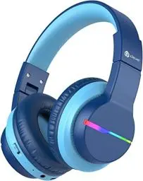 Produktbild: iClever Bluetooth Kinder Kopfhörer, Farbige LED-Leuchten, Kinderkopfhörer Over-Ear mit 74/85/94dB Lautstärkebegrenzung, 85 Stunden Spielzeit, Bluetooth 5.2, eingebautes Mikrofon BTH12