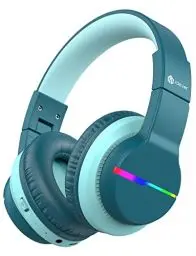 Produktbild: iClever Bluetooth Kinder Kopfhörer, Farbige LED-Leuchten, Kinderkopfhörer Over-Ear mit 74/85/94dB Lautstärkebegrenzung, 85 Stunden Spielzeit, Bluetooth 5.2, eingebautes Mikrofon BTH12