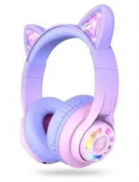 Produktbild: iClever Bluetooth Kopfhörer Kinder, Katzenohr LED Leuchten, Kabellose Kinder Kopfhörer über dem Ohr mit MIC, 74/85/94dB Begrenzte Lautstärke
